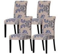 Leorate Chair Covers for Dining Room - Stretch Printed Spandex Fabric Chair Slipcovers Washable Removable Seats Slipcovers,for Kitchen,Dining Room,Wedding Decor,Hotel,Restaurant (126003, Pack of 4)