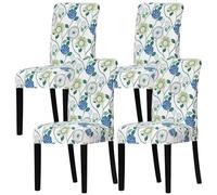 Leorate Chair Covers for Dining Room - Stretch Printed Spandex Fabric Chair Slipcovers Washable Removable Seats Slipcovers,for Kitchen,Dining Room,Wedding Decor,Hotel,Restaurant (126004, Pack of 4)