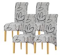 Leorate Chair Covers XL Size High Back Chair Seat Covers Stretch Printing Floral Chair Slipcover for Dining Room Banquet Hotel Home Decor Color-085 Pack of 4