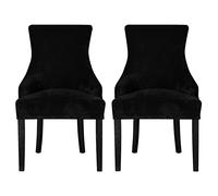 Leorate Dining Chair Covers Stretch Velvet Wingback Armchair Slipcovers Recliner Chair Protector for Kitchen Home Decor (Black, Pack of 2)
