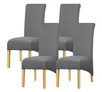 Leorate High Back Chair Covers Stretch Spandex Fabric XL size Chair Slipcover Seat Cover for Home Dining Room Kitchen Hotel Dark Grey 4 pieces