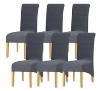 Leorate Hight Back Dining Chair Covers - Thickened Jacquard Fabric Large Dining Chair Slipcovers Chair Covers For Dining Chairs 6 Chair Protector For Wedding Party Banquet Hotel Home (Dark Grey)
