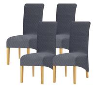 Leorate Hight Back Dining Chair Covers - Thickened Jacquard Fabric Large Dining Chair Slipcovers Chair Covers For Dining Chairs 4 Chair Protector For Wedding Party Banquet Hotel Home (Dark Grey)