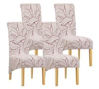 Leorate Hight Back Dining Chair Covers - Thickened Printed Fabric Large Dining Chair Slipcovers Chair Covers For Dining Chairs 4 Chair Protector For Wedding Party Banquet Hotel Home (Red)