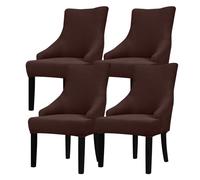 Leorate Hight Scoop Back Chair Covers - Stretch Jacquard Wingback Armchair Slipcovers Recliner Chair cover Furniture Protector for Home Decor - Coffee 4 Pieces