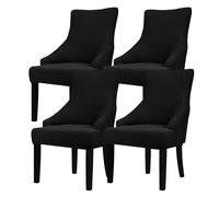 Leorate Hight Scoop Back Chair Covers - Stretch Jacquard Wingback Armchair Slipcovers Recliner Chair cover Furniture Protector for Home Decor - Black 4 Pieces