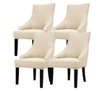 Leorate Hight Scoop Back Chair Covers - Stretch Jacquard Wingback Armchair Slipcovers Recliner Chair cover Furniture Protector for Home Decor - Brown 4 Pieces