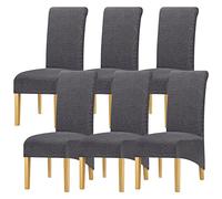 Leorate Large Size Dining Room Hotel Fleece Fabric Stretch Chair Cover Pack 2 4 Pack of 6 (1 Beige, Pack of 4) (Grey, 6PCS)