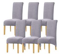 Leorate Large Size Dining Room Hotel Fleece Fabric Stretch Chair Cover Pack 2 4 Pack of 6 (1 Beige, Pack of 4) (Light grey, 6PCS)