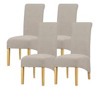 Leorate Large Size Dining Room Hotel Fleece Fabric Stretch Chair Cover Pack 2 4 Pack of 6 (1 Beige, Pack of 4) (Camel, 4PCS)