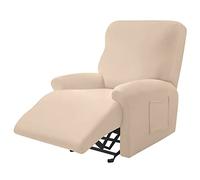 Leorate Reclining Chair Covers Stretch Armchair Covers with Pocket Decoration Spandex Fabric Recliner Sofa Slipcovers for Living Bedroom Home