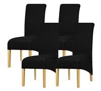 Leorate Slim Stretch Fabric Chair Cover for Dining Room, Hotel, Balck, Lot de 4