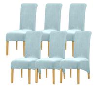 Leorate Velvet Dining Chair Covers: Thick High Back Velvet Chair Slipcovers Stretch Fabrics Cover For Large Chair Washable Removable Chair Cover For Home Decor (Pack of 6, Light Blue)
