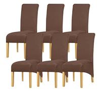 Leorate XL Chair Covers Stretch Spandex Thin Style Chair Covers High Back Chair Slipcover for Dining Room Kitchen Banquet Home Decor Dark Coffee 6 pieces