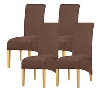 Leorate XL Dining Chair Slipcovers Stretch Thin Spandex High Back Chair Cover for Restaurant Hotel Dark Coffee 4 pieces
