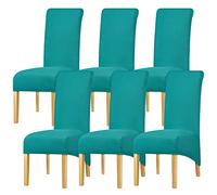Leorate XL Size Chair Covers Stretch Polyester Chair Slipcover Dining Room High Back Chair Protector Home Decor Blue Green 6 pieces