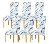 Leorate XL Size High Back Chair Covers Stretch Printing Floral Chair Slipcovers for Dining Room Banquet Party Home Decor (Pack of 6, Color Y012)