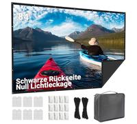 LEORFI 84 Inch Projector Screen Outdoor/Indoor, Projector Screen with Black Background, Wrinkle-Free & Washable, Portable Projection Screen, 198 x 113 cm (16:9), Portable with Carry Bag for Home