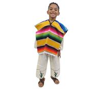 Leos Imports Authentic Mexican Poncho Serape for Kids and Teens, Handcrafted, Multicolor Striped Costume (Yellow, Teen Size)
