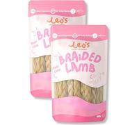 Leo's Lamb Braids for Dogs | Premium Natural Dog Chews | Long Lasting Dog Chews that Support Healthy Dental Hygiene | 100% Natural | Dog & Puppy Chews | Hypoallergenic Braided Lamb skin | (200g x 2)