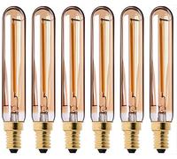 Leo's Light 6Pack LED Tubular Edison Bulb Candelabra T20 1W Dimmable LED Filament Bulb Antique Style, 10W Equivalent, E14 Screw Base, Warm White 2200K, 220VAC (Amber, 1W)