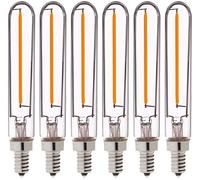 Leo's Light 6Pack LED Tubular Edison Bulb Candelabra T20 1W Dimmable LED Filament Bulb Antique Style, 10W Equivalent, E14 Screw Base, Warm White 2200K, 220VAC (Clear, 1W)