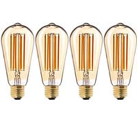 Leo's Light E27 Screw LED Edison Bulbs 12W ST64 Vintage LED Filament Bulb, Warm White 2300K, 120WEquivalent, 1200lm, 4-Pack (Amber-2300K)