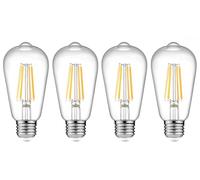 Leo's Light E27 Screw LED Edison Bulbs 12W ST64 Vintage LED Filament Bulb, Warm White 2700K, 120WEquivalent, 1200lm, 4-Pack (Clear-2700K)