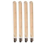 Leo's Light LED Edison Bulbs 6W T30 Vintage Tubular LED Filament Bulb, E27 Screw, Warm White 2700K, 60WEquivalent, 600lm, 4-Pack (6W-Amber, 300 MM)