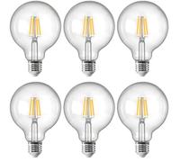 Leo's Light Vintage LED Filament Bulb G95 (φ95mm) 8W Dimmable Decorative Large Globe LED Filament Bulb, E27 Screw Base, Warm White 2700K, 70WEquivalent, 750lm, Pack of 6 (Clear)