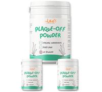 Leo's Plaque Off Powder for Dogs & Cats | 3 x 200g | Pet Teeth Cleaning | Cat & Dog Breath Freshener Dental Products 100% Natural | No Dog Toothbrush or Dog Toothpaste | Plaque Remover for Dogs & Cats
