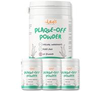 Leo's Plaque Off Powder for Dogs & Cats | 4 x 200g Pet Teeth Cleaning | Cat & Dog Breath Freshener Dental Products 100% Natural | No Dog Toothbrush or Dog Toothpaste | Plaque Remover for Dogs & Cats