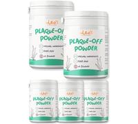 Leo's Plaque Off Powder for Dogs & Cats | 5 x 200g | Pet Teeth Cleaning | Cat & Dog Breath Freshener Dental Products 100% Natural | No Dog Toothbrush or Dog Toothpaste | Plaque Remover for Dogs & Cats