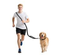LEOSASA 6in1 Tactical Heavy Duty Dog Leash - Hands-Free Adjustable Handle, Plus Traffic Control Handle, NO Tangle Clip, No Pull Bungee Rope, Multi-Use for Walking Hiking Running Training (Black)
