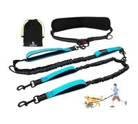 LEOSASA Hands Free Double Dog Leash for Two Dogs- No Tangle No Pull Dual Leash with Padded Adjustable Waist Belt & Reflective Stitching - Ideal for Running, Jogging, Hiking with Medium & Large Breeds
