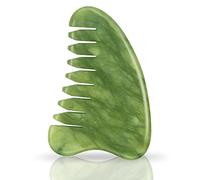 Leosense Gua Sha Comb, Natural Jade Massage Comb, Head Massager for Scalp Caring, Facial Guasha Massage Tool, Jade Hair Comb for Brain Meridian Relax