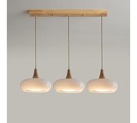 LEOSHI 3-Lights Mid Century Pendant Light Orange Glass Dome Shade Vintage Farmhouse Hanging Lamp White Milk Glass Chandelier for Dinning Room Table Bedroom Coffee Restaurant Living Room Made in China