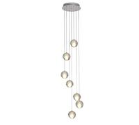 LEOSHI 7 Heads Crystal Ball Pendant Light Modern Drop Chandelier Height Adjustable Hanging Lamp Ceiling Lighting for Living Room Spiral Staircase Hall,Neutral Light-G4 21W Made in China