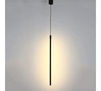 LEOSHI Linear Long Tube Pendant Lamp, Black Flute Hanging Light, Ultra-thin Strip Metal Suspension Lamps with Acrylic Lampshade, Creative Bedside Drop Lights, Modern LED Chandelier Made in China