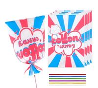 LEOSINDA Cotton Candy Bags,25 Pcs 12 x 18 Inches with Ties,for Cotton Candy Large Carnival,Kitchen,Carnivals Party Favors