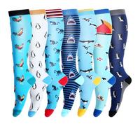 LEOSTEP Compression Socks for Men & Women (7 Pairs) for Running Hiking Travel & Flight Socks