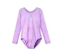 Leotards for Girls Ballet Gymnastics Long Sleeve Sparkles Aqua Blue Pink Purple - Purple - 3- 4 Years /110 cm