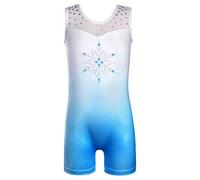 Leotards for Girls Gymnastics Kids Children Biketard Sparkles Ribbon Stripe Hot Pink - Blue - 3-4 Years
