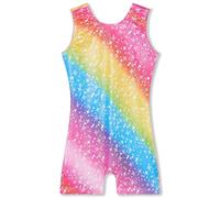 Leotards for Girls Gymnastics Kids Children Biketard With Shorts Sparkly Unicorn Dance Unitards(Multiple Colors), Rainbow, 5-6 Years
