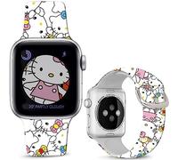 Leotop Compatible with Apple Watch Band Hello Kt 49mm 45mm 44mm 42mm,Soft Silicone Kawaii Cute Sport Strap Compatible with iWatch Ultra Series 9 8 7 6 5 4 3 2 1 SE/SE 2 for Kids Girls Women.