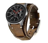 Leotop Compatible with Samsung Galaxy Watch 46mm/Gear S3 Frontier/Galaxy Watch 3 45mm /Classic Strap, 22mm Replacement Genuine Leather Cuff Band with Stainless Steel Buckle for Men Women(22mm,Coffe)