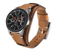 Leotop Compatible with Samsung Galaxy Watch 46mm/Gear S3 Frontier/Galaxy Watch 3 45mm/Classic Strap, 22mm Replacement Genuine Leather Cuff Band with Stainless Steel Buckle for Men Women (22mm, Brown)