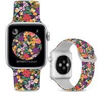 Leotop Floral Pattern Printed Bands Compatible with Apple Watch 42mm(Series 10) 41/40/38mm 49/46/45/44/42mm(Series 3 2 1). (Purple and Red Flowers, 49mm/46mm/45mm/44mm/42mm(Series 3 2 1))