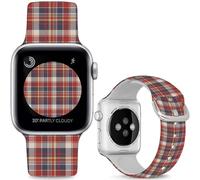 Leotop Flower Pattern Printed Bands Compatible with Apple Watch 42mm(Series 10) 41/40/38mm 49/46/45/44/42mm(Series 3 2 1). (Red and Blue Checkered, 49mm/46mm/45mm/44mm/42mm(Series 3 2 1))