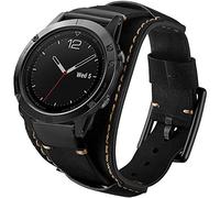 Leotop Leather Bands Compatible with Garmin Fenix 6X/6X Pro/5X/5X Plus/3/3 HR/Sapphire/D2/ Foretrek 601/701/Quatix 3/ Tactix Bravo Smartwatch,26mm Quick Fit Genuine Leather Cuff Band Strap (Black)
